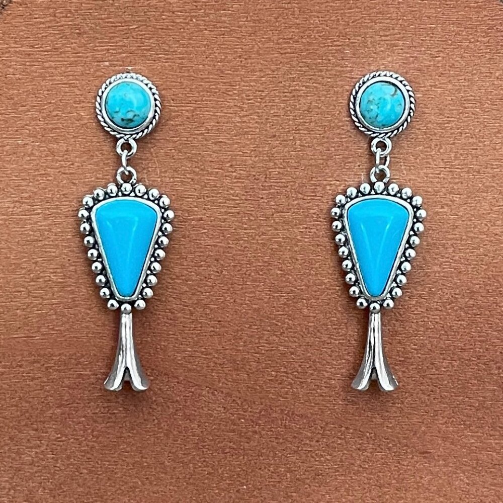Squash Blossom Earrings with Mixed Faux Turquoise